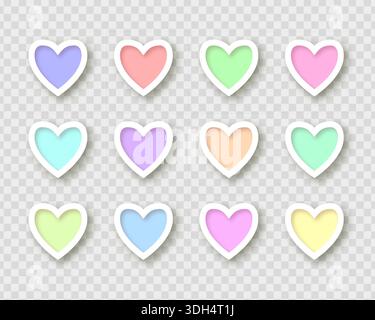 Colorful heart shapes buttons collection Stock Vector