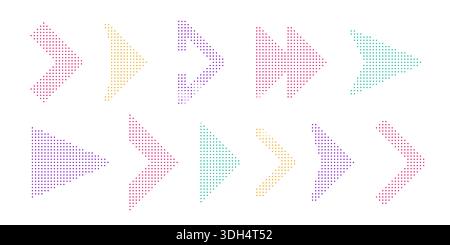 Arrow pixel art, pixel cursor arrow set Stock Vector