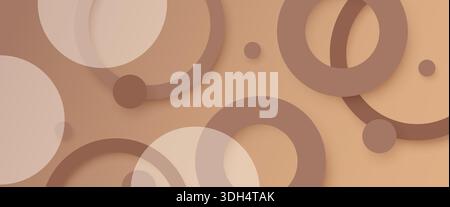 Trendy mocha mousse ring background. 3d vector circles banner design Stock Vector