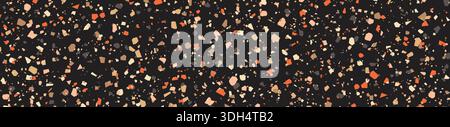 Terrazzo imitation dark vector seamless background. Granite stone flooring material Stock Vector
