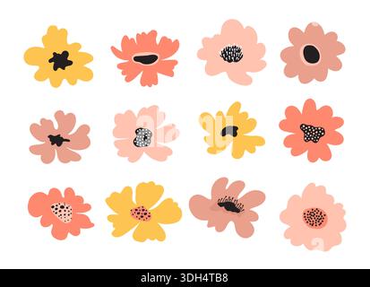 Simple doodle flower set Stock Vector