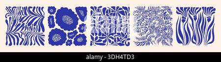 Trendy botanical art. Groovy floral doodle vector Illustration Stock Vector
