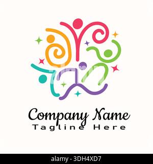 Colorful Community People Logo Design Modern Abstract Human Figures Icon for Social Organization Charity Group Diversity Teamwork Branding Identity Stock Vector