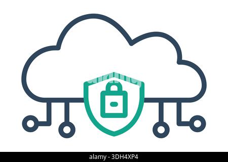Cloud security icon. Line icon style. Icon related to IT support. Technology elements vector illustration Stock Vector