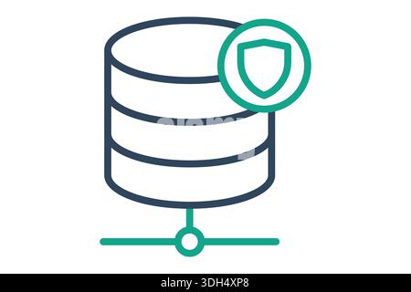 Database security icon. Line icon style. Icon related to IT support. Technology elements vector illustration Stock Vector