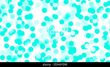Turquoise and blue bokeh light garland with glowing bulbs and sparkling dots. Festive decorative overlay creating soft abstract illumination with brig Stock Photo