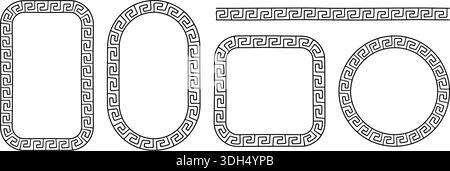Greek key oval frame set. Circle borders with meander ornaments ...