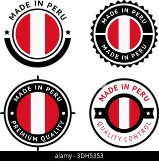 National flag of the Republic of Peru, set flat vector icons Stock Vector