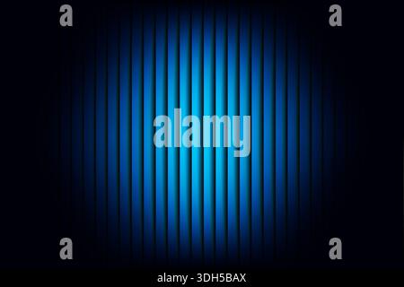 An abstract illustration featuring a pattern of vertical blue light beams on a dark background. The glowing neon effect creates a modern and dynamic v Stock Photo