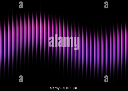 A striking abstract illustration featuring vibrant purple and blue wave-like patterns set against a stark black background, creating a dynamic and col Stock Photo