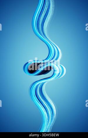 A captivating illustration of dynamic blue streams twisting and flowing, with intricate curves set against a gradient blue background, symbolizing flu Stock Photo