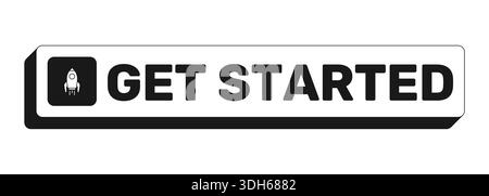 Get started rectangle UI web button Stock Vector