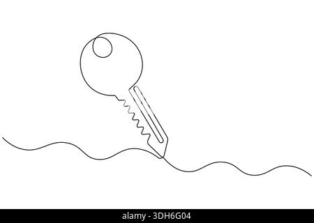 Security key outline continuous one line drawing isolated minimalist vector Stock Vector