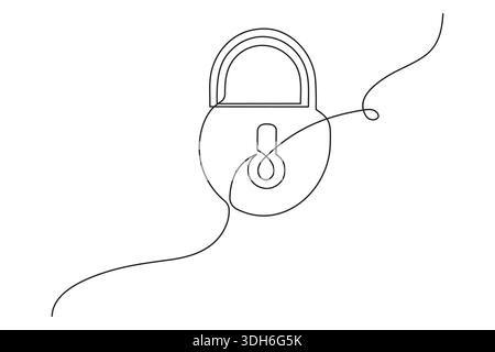 Security key outline continuous one line drawing isolated minimalist vector Stock Vector