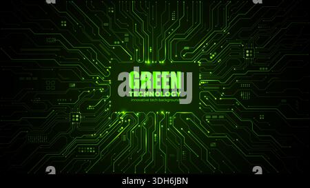 Green circuit board background with empty chip space Stock Vector