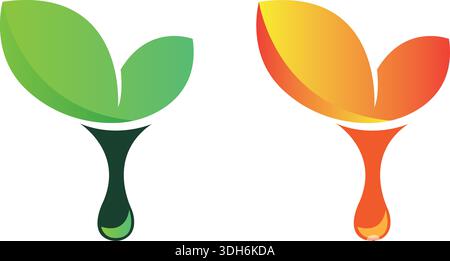 Plant Growth Logo Vector leaf drop logo design simple modern logo Stock Vector