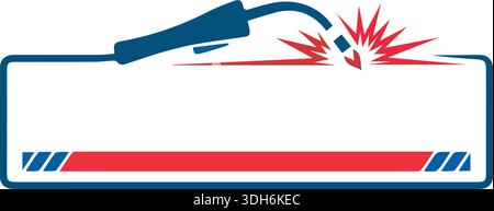 Welding torch with spark design. Welder tool vector design. Welding work design Stock Vector