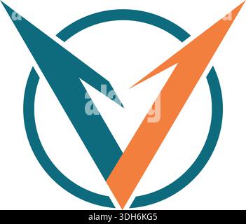 V initial colored company logo vector Stock Vector