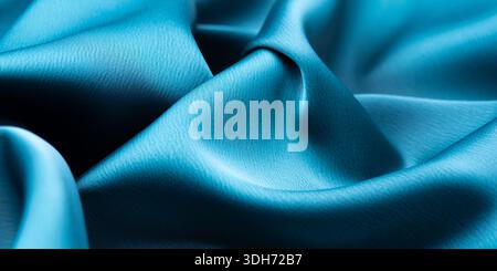 Turquoise satin texture with elegant waves Stock Photo