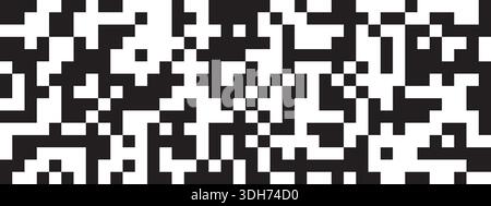 Black and white pixels in random position background. Square shapes in chaotic arrangement. Abstract mosaic pattern. Scattered, defragmentated or Stock Vector