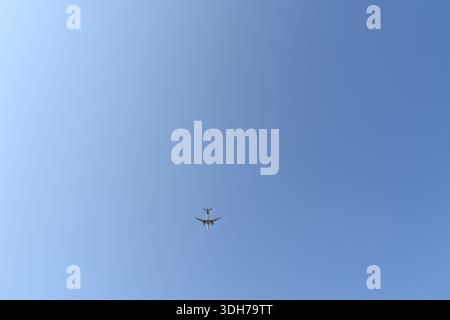 A plane view in the blue sky Stock Photo