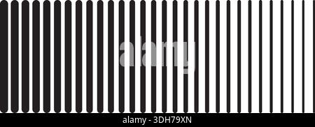 Vertical black parallel straight sticks with different thickness isolated on white background. Simple striped graphic print. Shutters texture. Vector Stock Vector