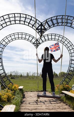 UNION JACK LOVE Heart shaped reflective sparkling English British UK ...