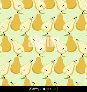Pear Seamless Pattern Design Vector. Fruits Pear Background Stock Vector
