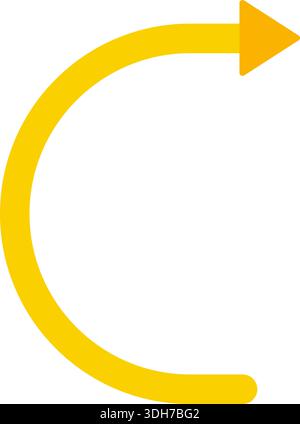 Curved arrow vector forming an upward arc suggesting flow along a semi-circular path. Stock Vector