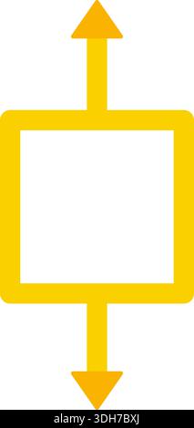 One central square with spacing inside and two arrows facing opposite directions on either side. Stock Vector