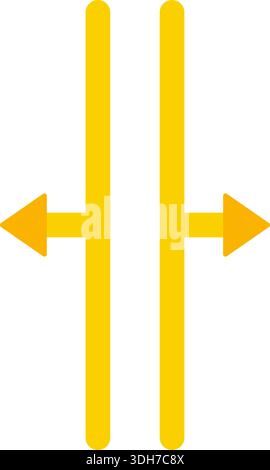 Two parallel lines with arrows pointing outward in opposite directions to indicate divergence or bidirectional flow. Stock Vector