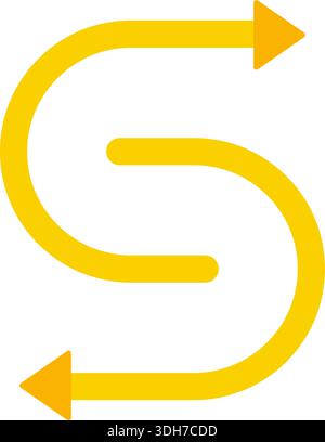 Pair of curved arrows moving away from each other in opposite directions along a rounded path. Stock Vector
