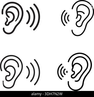 Ear symbol and biceps icon pack Stock Vector