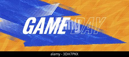 Modern and Energetic Sport Background with Blue Brush Strokes and Halftone Patterns. Sport Banner or Poster Design Stock Vector