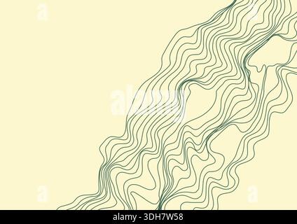 Linear abstraction. Background of smooth wavy lines. Curved lines create the effect of chaos or terrain Stock Vector