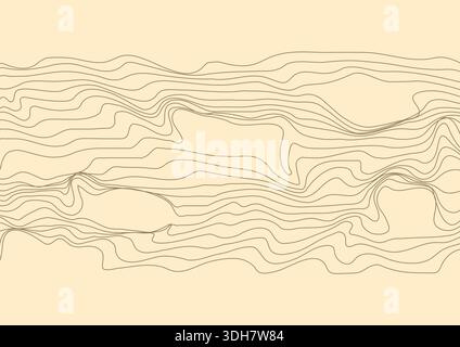 Linear abstraction. Background of smooth wavy lines. Curved lines create the effect of chaos or terrain Stock Vector