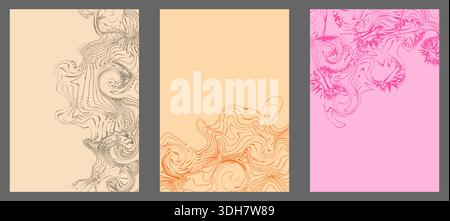 Linear abstraction. Background of smooth wavy lines. Curved lines create the effect of chaos or terrain Stock Vector