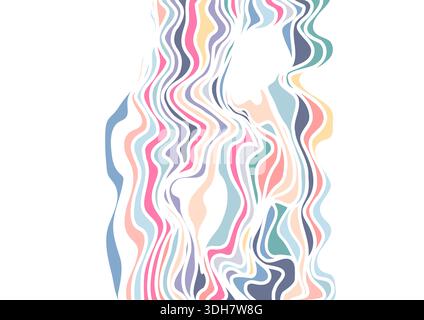 Linear abstraction. Background of smooth colored wavy lines. Curved lines create dynamic shapes Stock Vector
