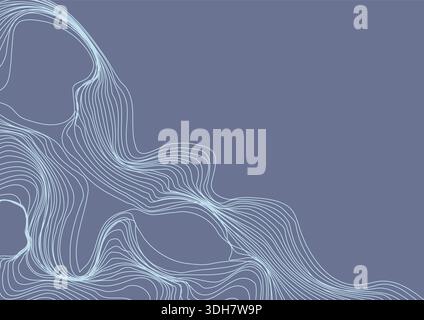 Linear abstraction. Background of smooth wavy lines. Curved lines create the effect of chaos or terrain Stock Vector