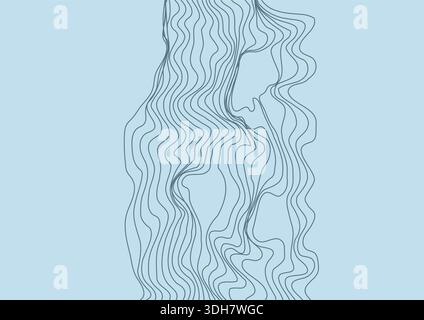 Linear abstraction. Background of smooth wavy lines. Curved lines create the effect of chaos or terrain Stock Vector