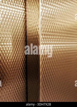 Textured Gold Metal With Shine, Refined Goldtoned Material Showcasing Embossed Ribs And Subtle Gleam Stock Photo