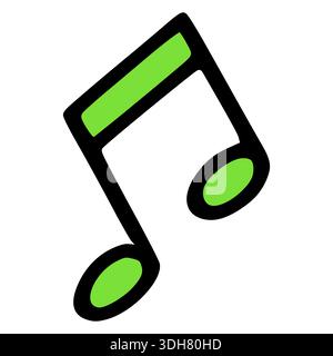 Vibrant green musical eighth note vector illustration, isolated on white background Stock Vector