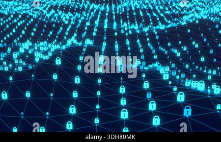 Data network, locked or encrypted information, digital wire, data protection, privacy. Data network, locked or encrypted information, digital wire, data protection, privacy. Exchanging, technology, restricted, security, digital asset management, connections. img technology100s01 plexus locked data privacy Stock Photo