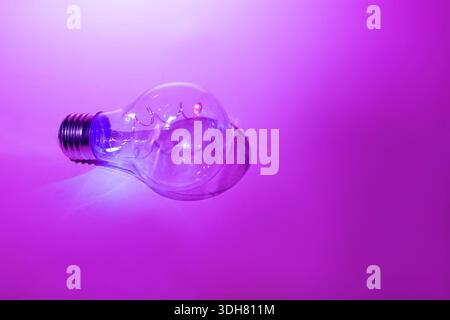 color light bulb on purple background Stock Photo