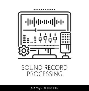 Music studio record production booth equipment cartoon vector. Radio ...