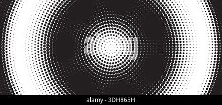 High contrast monochrome halftone dot texture with a dynamic radial wave effect Stock Vector