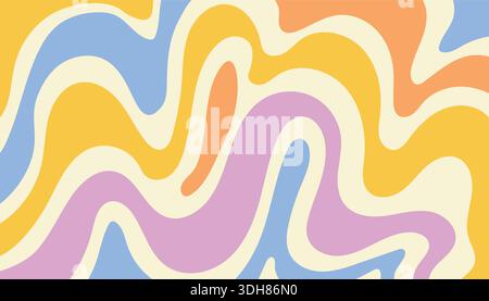 A retro psychedelic card with stylized liquid shapes and smooth curves. Organic shapes poster. Ideal for backgrounds, posters, textiles, and eye catch Stock Vector