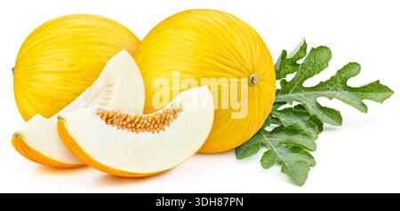 Melon isolated on white background. Melon slice macro studio photo. Melon clipping path Stock Photo