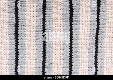 background knitted striped fabric close up. Stock Photo