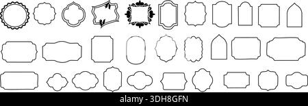 Collection of various black border designs and shapes on a white background Stock Vector